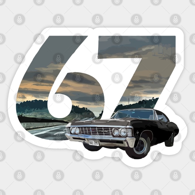 Impala 67 or retro car Sticker by Evgenija.S